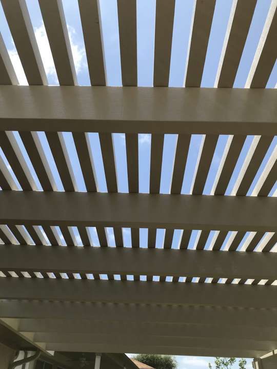 Slatted pergola roof detail